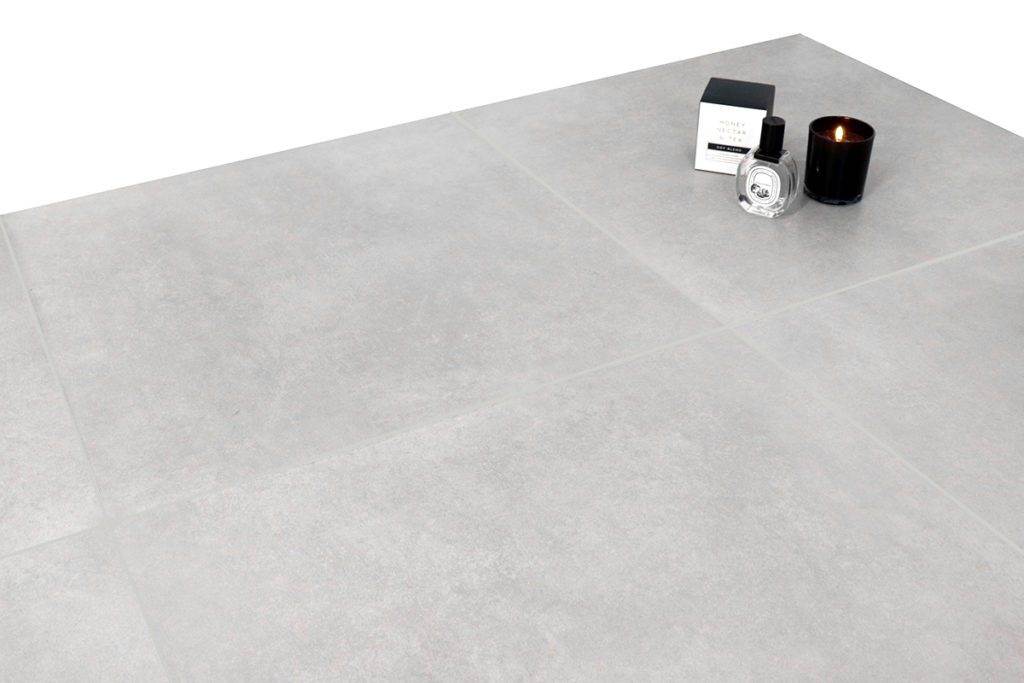 Modern Concrete Grey Matt Porcelain Tile with candle and perfume decoration