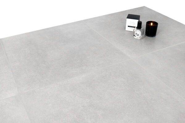 Modern Concrete Grey Matt Porcelain Tile with candle and perfume decoration