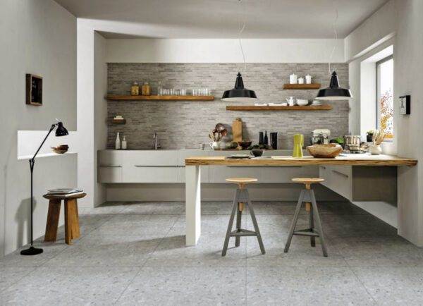 Neutral Bay Terrazzo Matt Tile 600x600