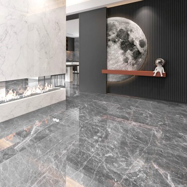 Florence Grey Polished Stone look tiles